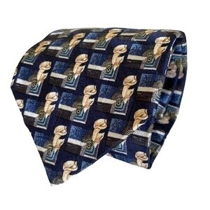 Ermenegildo Zegna Disegno Esclusivo Blue Calla Lily Floral Patterned Silk Tie